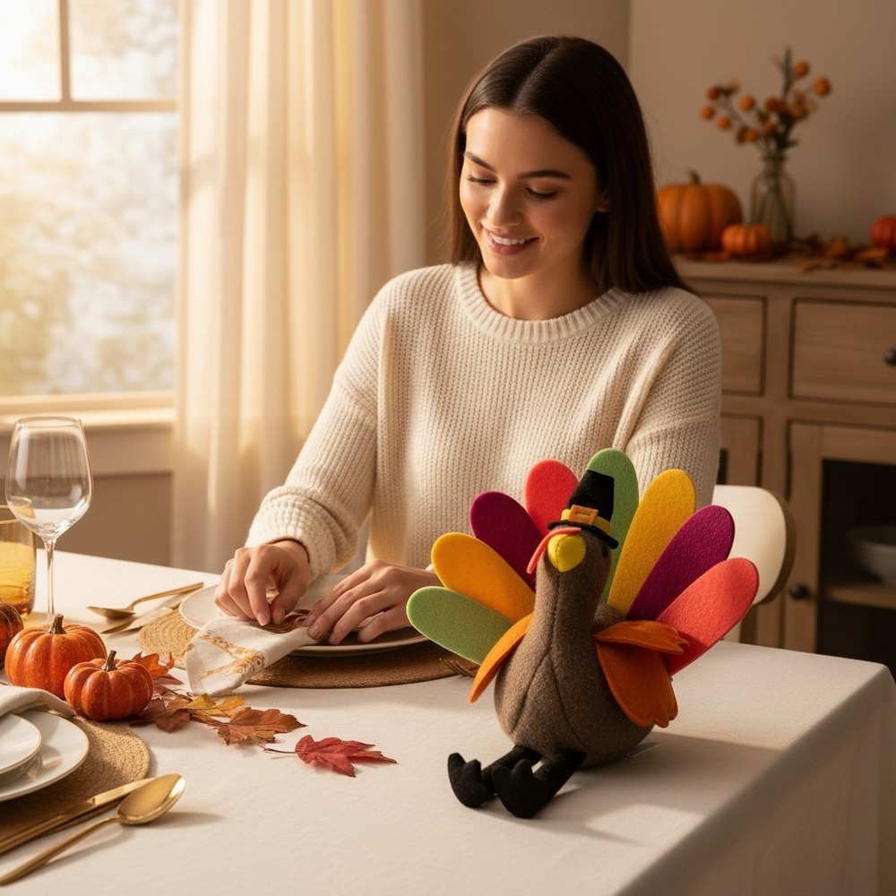 Spritz Turkey Decor Unisex Small Multicolor Brand New Pilgrim Hat Felt Figurine